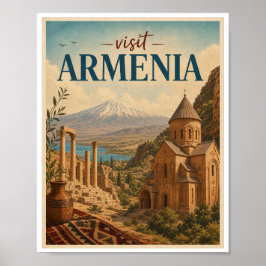 Bezoek Armenië Reizen Vintage Poster