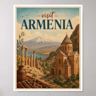 Bezoek Armenië Reizen Vintage Poster