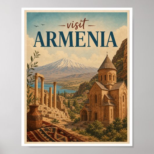 Bezoek Armenië Reizen Vintage Poster (Voorkant)