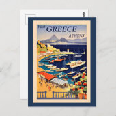 Bezoek Athene Griekenland, het poster van het vint Briefkaart (Voorkant / Achterkant)