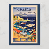 Bezoek Athene Griekenland, het poster van het vint Briefkaart (Voorkant)