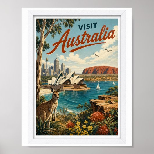 Bezoek Australië Reis Vintage Poster (Voorkant)