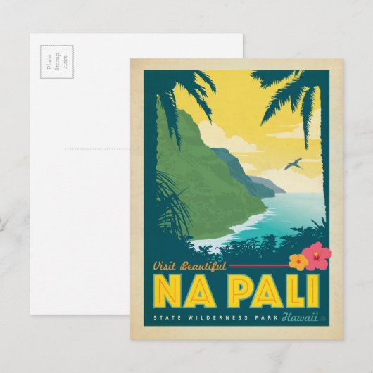 Bezoek Beauful Na Pali, Hawaii Briefkaart (Voorkant / Achterkant)