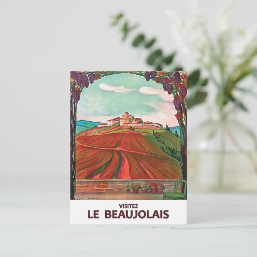 Bezoek Beaujolais, Frankrijk. Frans wijnjaar Briefkaart (Staand voorkant)