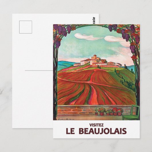 Bezoek Beaujolais, Frankrijk. Frans wijnjaar Briefkaart (Voorkant / Achterkant)