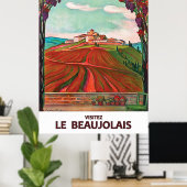 Bezoek Beaujolais, Frankrijk. Frans wijnjaar Poster (Thuiskantoor)