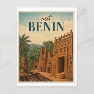 Bezoek Benin Reizen Vintage Briefkaart