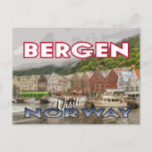 Bezoek... Bergen, Noorwegen - briefkaart (Voorkant)