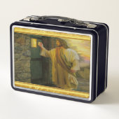 Bezoek bij zonsopgang Jezus Klop op een rustieke d (Achterkant)