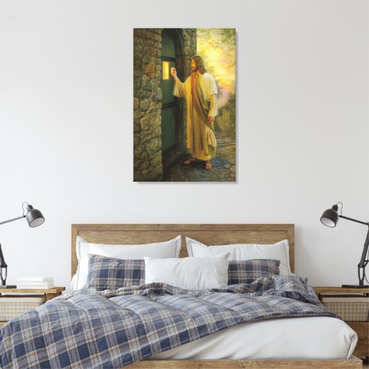 Bezoek bij zonsopgang Jezus Klop op een rustieke d Canvas Afdruk (Insitu (Slaapkamer))