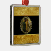 Bezoek bij zonsopgang Jezus Klop op een rustieke d Metalen Ornament (Rechts)