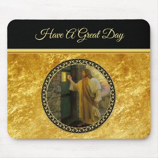 Bezoek bij zonsopgang Jezus Klop op een rustieke d Muismat (Voorkant)