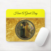 Bezoek bij zonsopgang Jezus Klop op een rustieke d Muismat (Met muis)