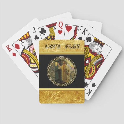 Bezoek bij zonsopgang Jezus Klop op een rustieke d Pokerkaarten (Achterkant)