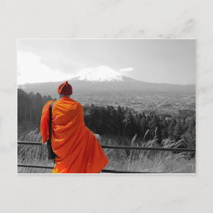 Bezoek boeddhistische monk en berg Fuji Briefkaart