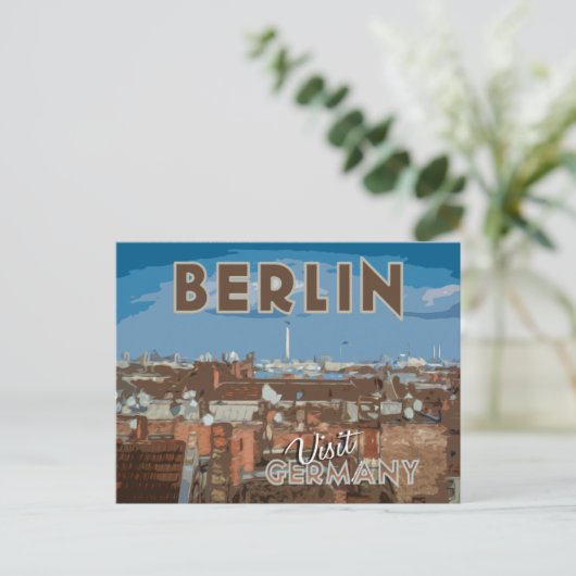 Bezoek... Briefkaart Berlijn (Staand voorkant)