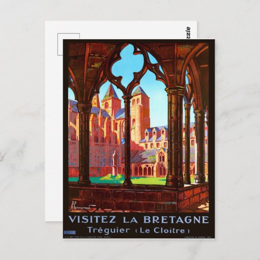 Bezoek Brittany, Frankrijk, Franse kathedraal,  Briefkaart (Voorkant / Achterkant)