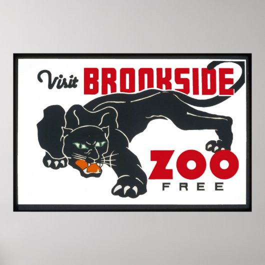 Bezoek Brookfield Zoo Vintage Poster (Voorkant)