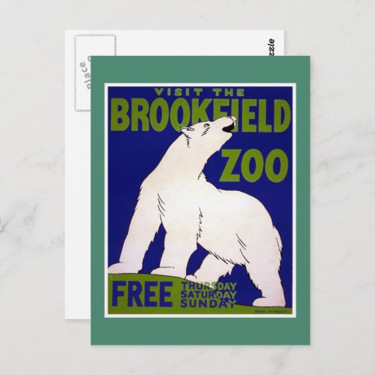Bezoek Brookfield Zoo WPA Briefkaart (Voorkant / Achterkant)