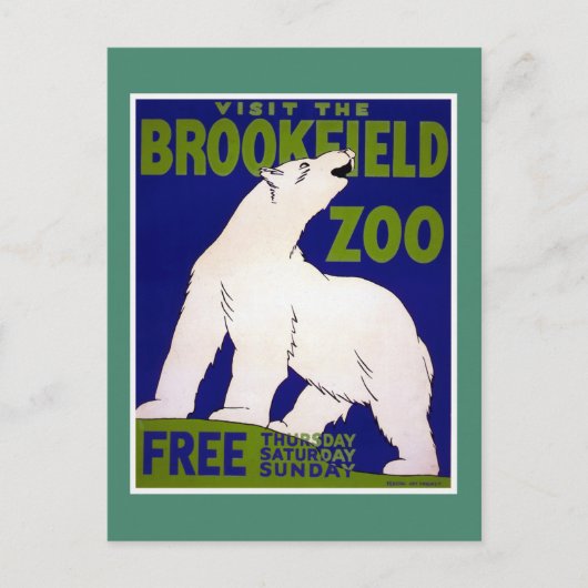 Bezoek Brookfield Zoo  WPA Briefkaart (Voorkant)