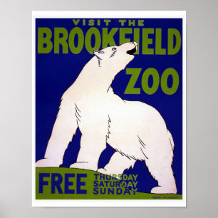 Bezoek Brookfield Zoo  WPA Poster