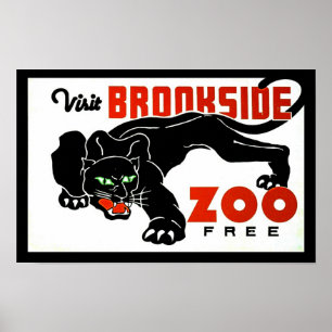 Bezoek Brookside Zoo Free - WPA Poster met Panther