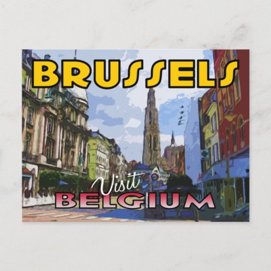 Bezoek Brussel, België Briefkaart (Voorkant)