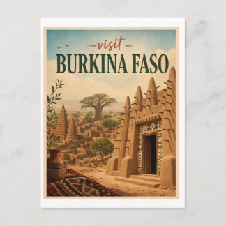 Bezoek Burkina Faso Reis Vintage Briefkaart