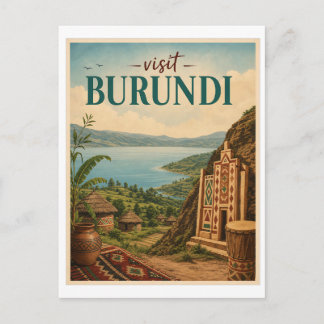 Bezoek Burundi Reis Vintage Briefkaart
