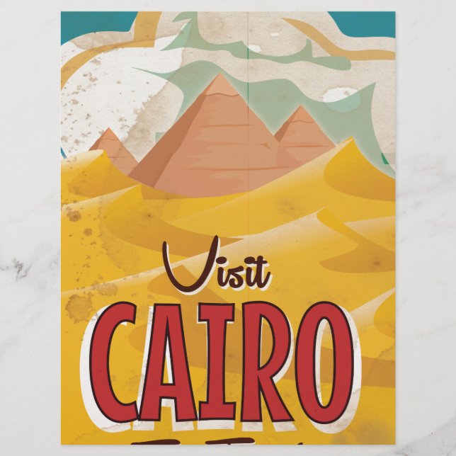 Bezoek Caïro Egypte vintage reisposter (Voorkant)