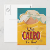Bezoek Caïro Egypte vintage reisposter Briefkaart (Voorkant / Achterkant)