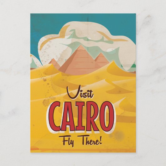 Bezoek Caïro Egypte vintage reisposter Briefkaart (Voorkant)