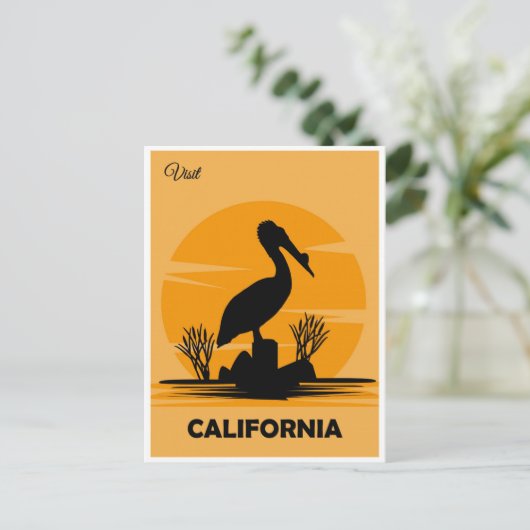 Bezoek California Pelican Travel Briefkaart (Staand voorkant)