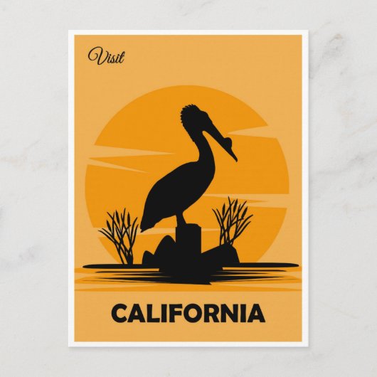  Bezoek California Pelican Travel Briefkaart (Voorkant)