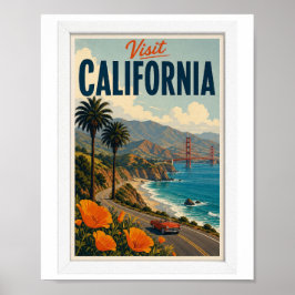 Bezoek Californië Reizen Vintage Poster