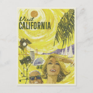 Bezoek Californië Vintage Travel Poster Briefkaart