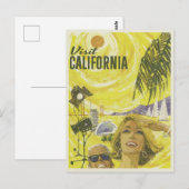 Bezoek Californië Vintage Travel Poster Briefkaart (Voorkant / Achterkant)