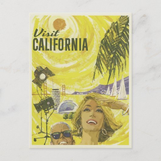 Bezoek Californië Vintage Travel Poster Briefkaart (Voorkant)