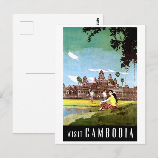 Bezoek Cambodja Briefkaart (Voorkant / Achterkant)
