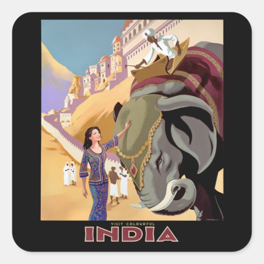 Bezoek Colorful India Vierkante Sticker (Voorkant)