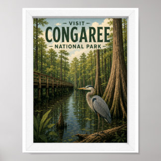 Bezoek Congaree National Park Reis Vintage Poster