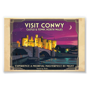 Bezoek Conwy Castle Vintage Style Reisposter Kunst Foto Afdruk