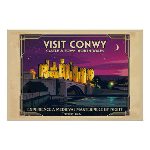 Bezoek Conwy Castle Vintage Style Reisposter Kunst Perfect Poster