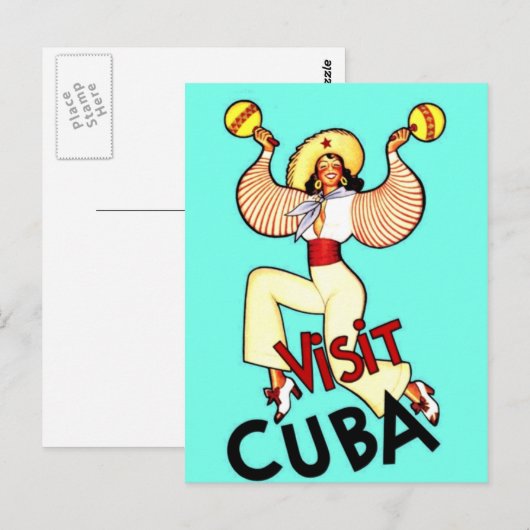 Bezoek Cuba  Cubaans-Amerikaanse reizen Briefkaart (Voorkant / Achterkant)