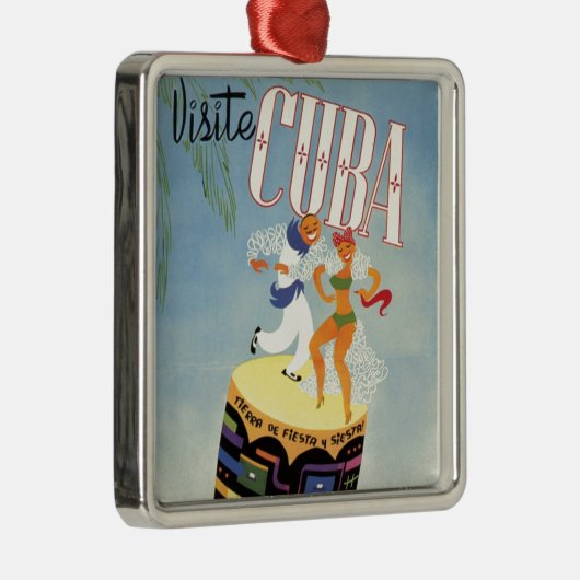 Bezoek Cuba Tiki Fiesta Siesta Holiday Isle Metalen Ornament (Rechts)