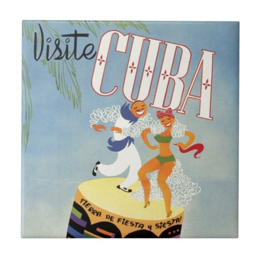 Bezoek Cuba Tiki Fiesta Siesta  Holiday Isle Tegeltje (Voorkant)