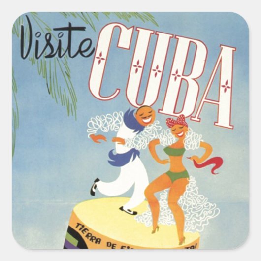 Bezoek Cuba Tiki Fiesta Siesta  Holiday Isle Vierkante Sticker (Voorkant)
