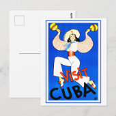 bezoek Cuba Travel Poster Briefkaart (Voorkant / Achterkant)