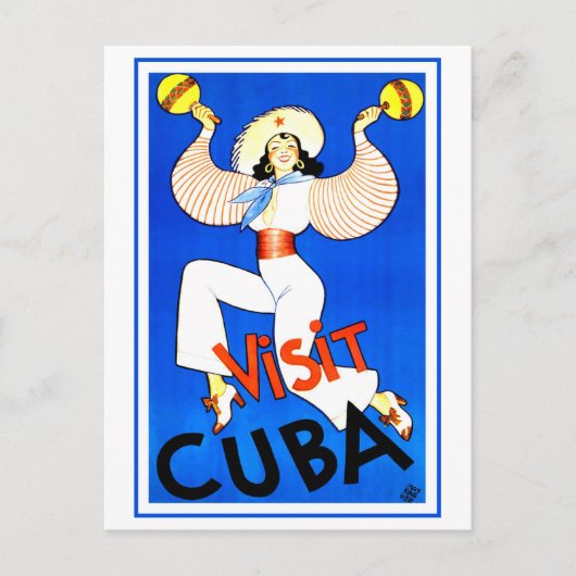  bezoek Cuba Travel Poster Briefkaart (Voorkant)