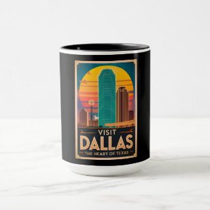 Bezoek Dallas – Retro Skyline Travel Mok